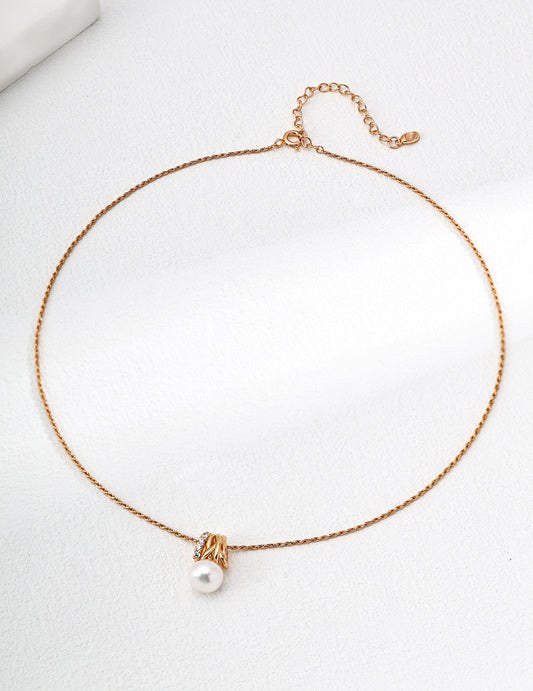 S925 Sterling Silver Natural Pearl & Zircon Necklace – Starlit Elegance
