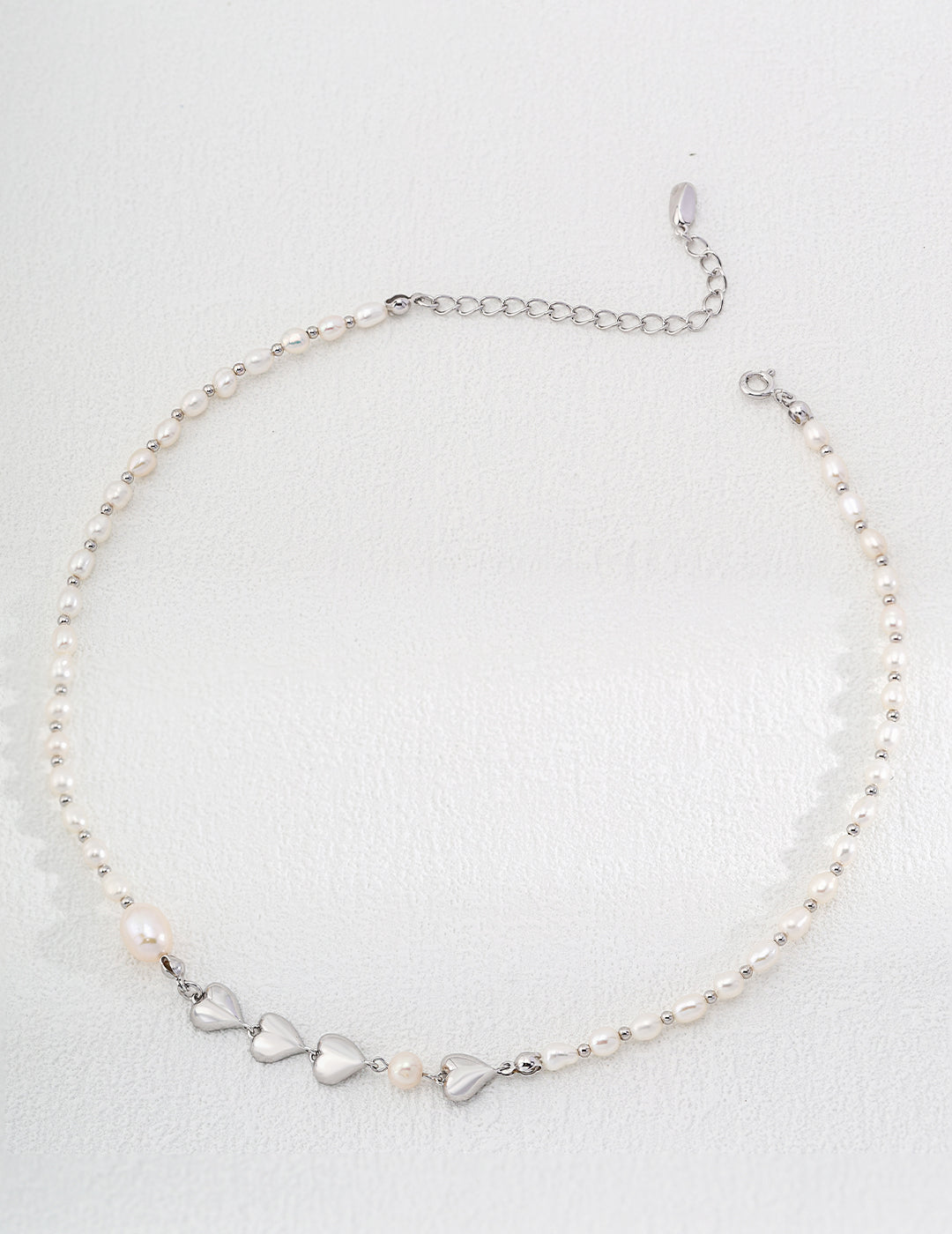 S925 Sliver Natural Pearl Heart-Shaped Necklace