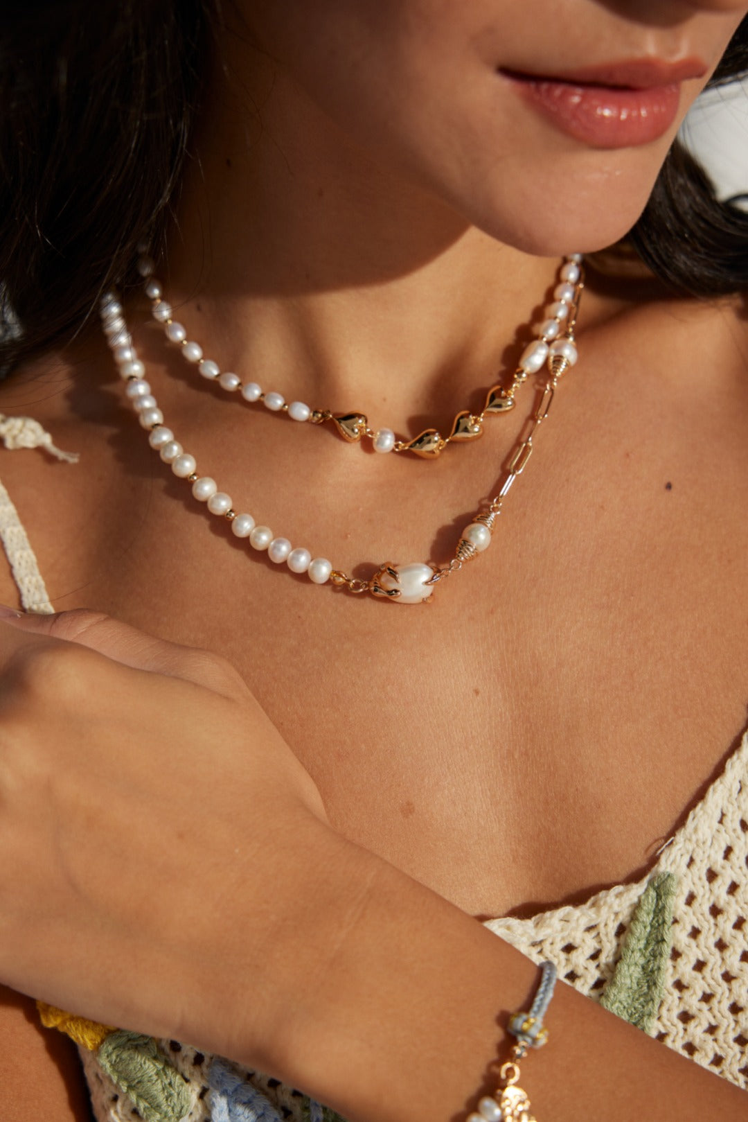 S925 Sliver Natural Pearl Heart-Shaped Necklace