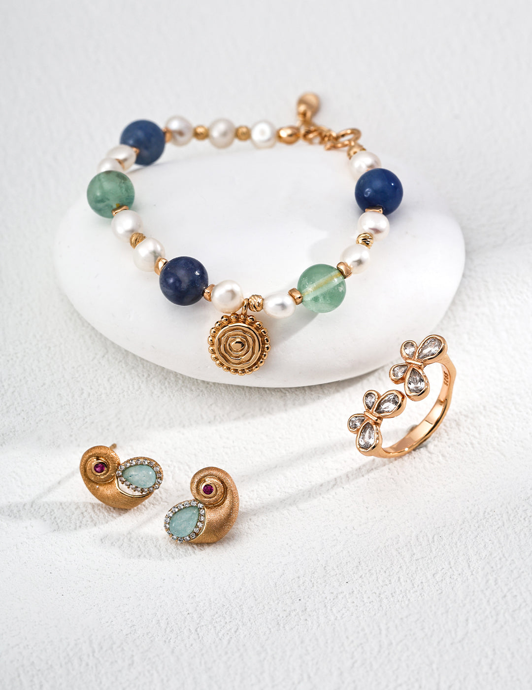S925 Silver Natural Pearl+Natural Stone Bracelet – Elegant & Timeless