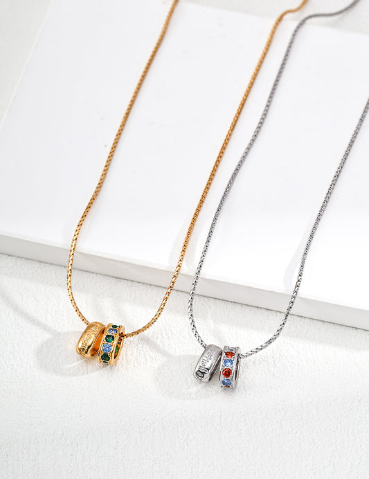 S925 Sterling Silver Vintage Multi-Color Cubic Zirconia Necklace