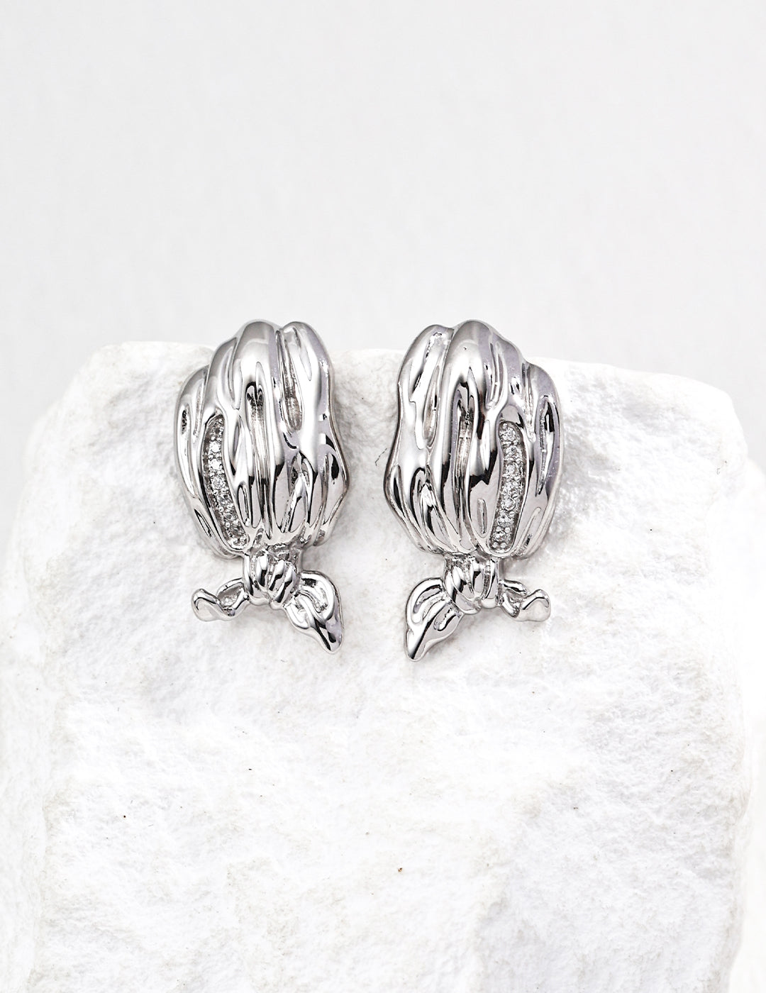 S925 Sterling Silver Vintage Zircon Earrings – Scarf-Inspired Design