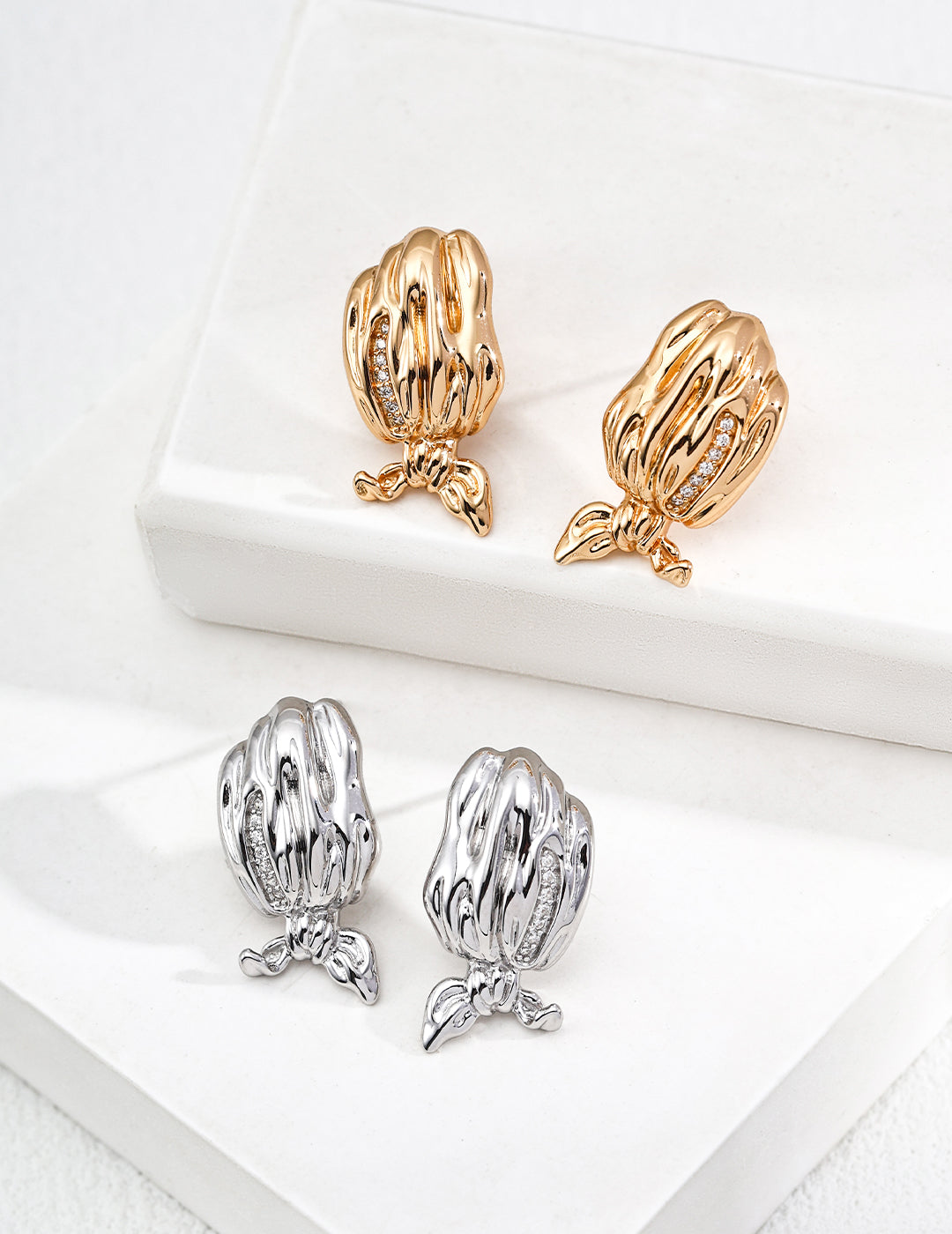 S925 Sterling Silver Vintage Zircon Earrings – Scarf-Inspired Design
