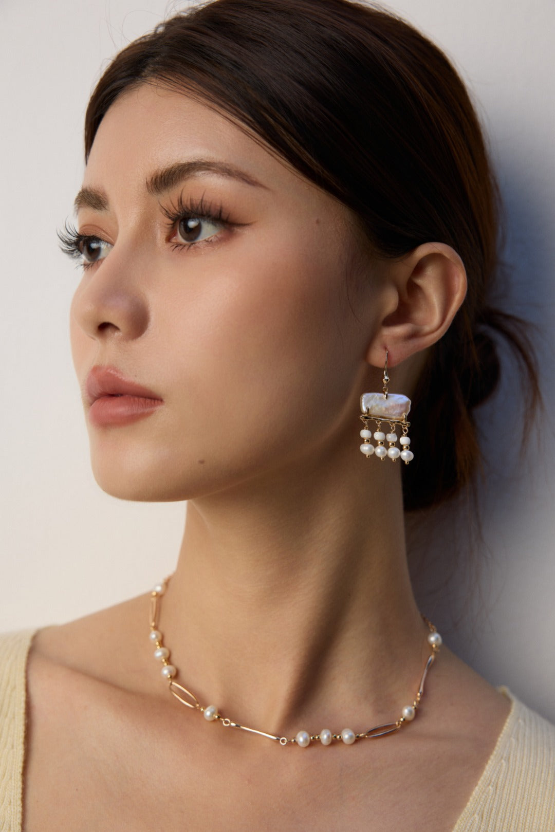 S925 Silver Natural Pearl & Mother-of-Pearl Earrings – Vintage Gold Finish