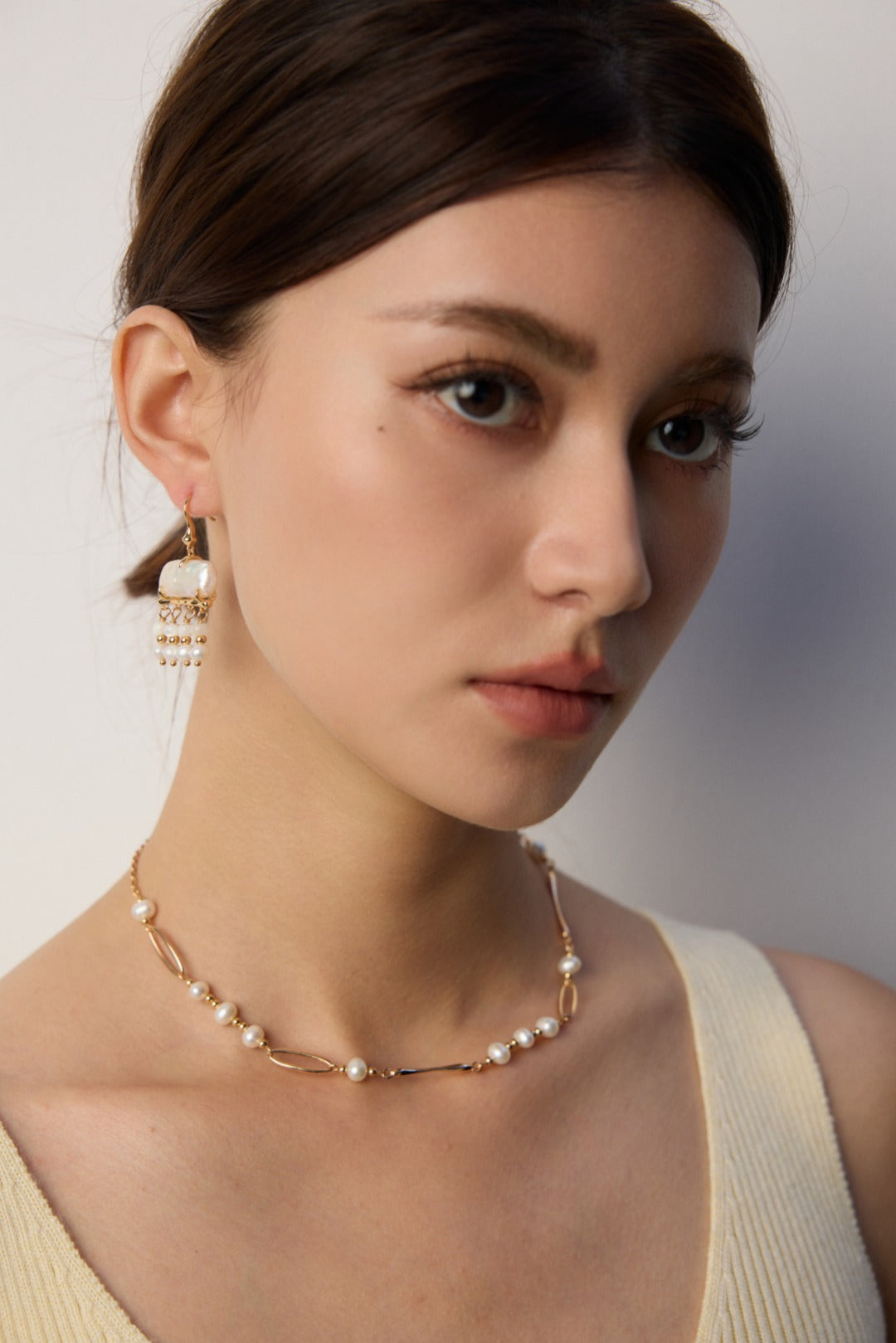 S925 Silver Natural Pearl & Mother-of-Pearl Earrings – Vintage Gold Finish