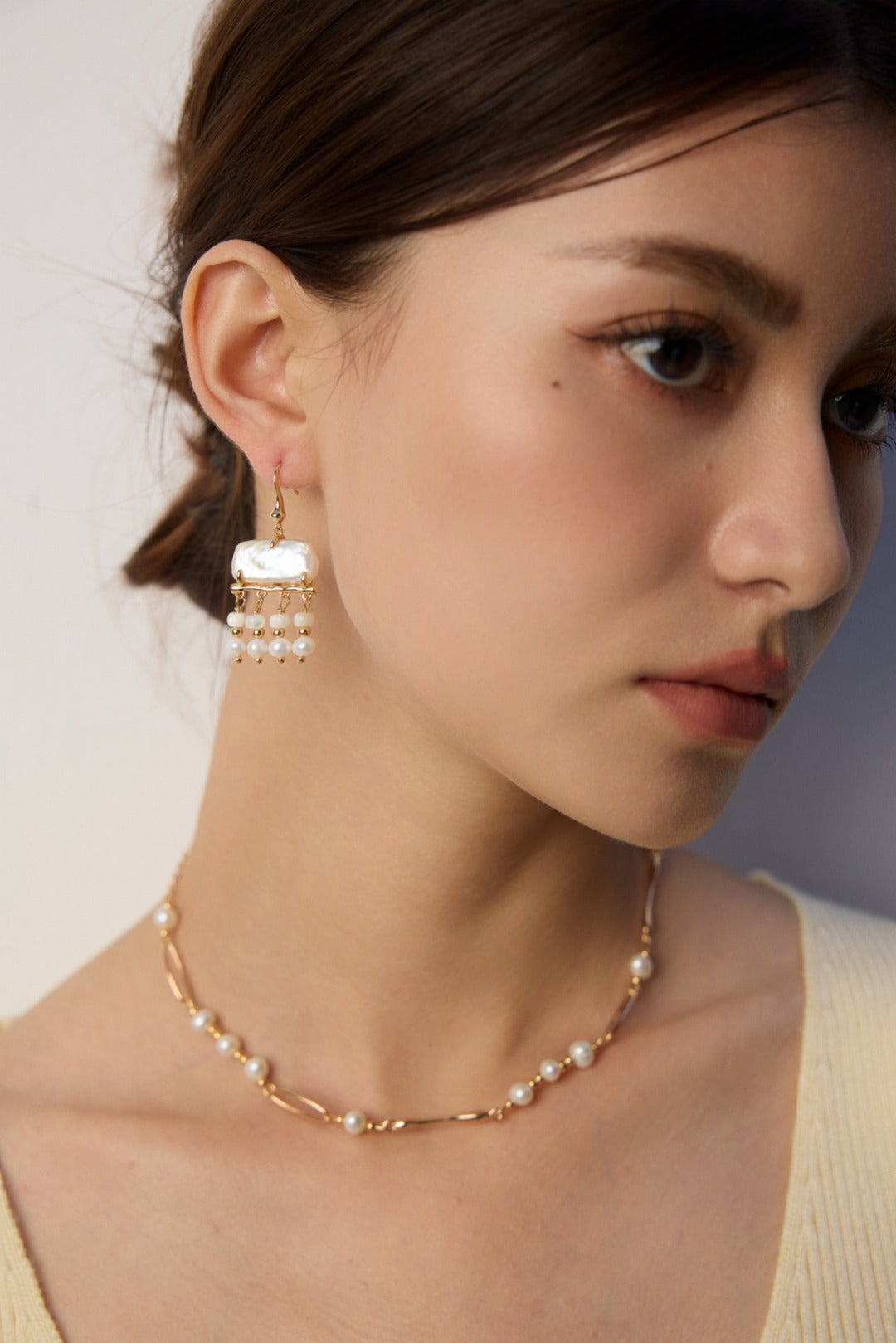 S925 Silver Natural Pearl & Mother-of-Pearl Earrings – Vintage Gold Finish