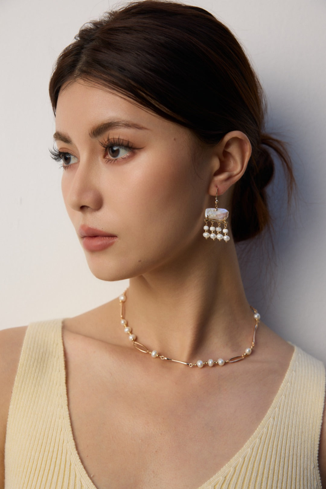 S925 Silver Natural Pearl & Mother-of-Pearl Earrings – Vintage Gold Finish