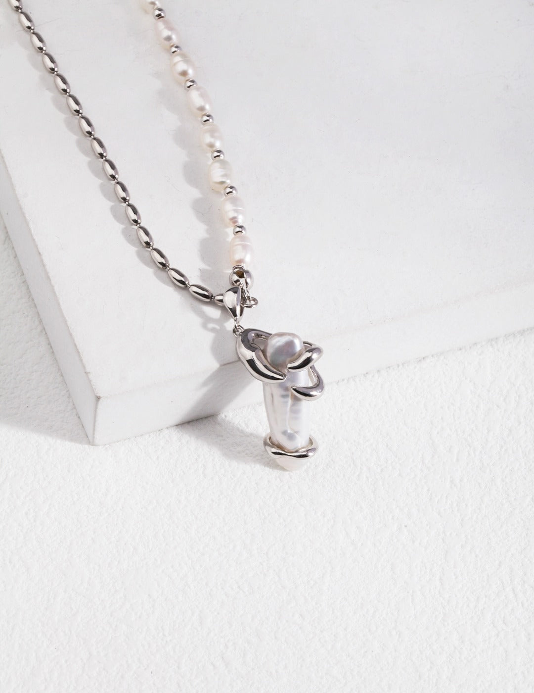 S925 Silver Natural Pearl Necklace Vintage Gold Platinum