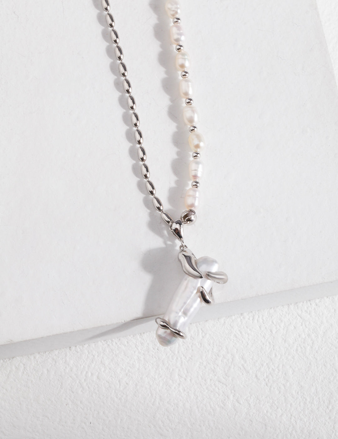 S925 Silver Natural Pearl Necklace Vintage Gold Platinum