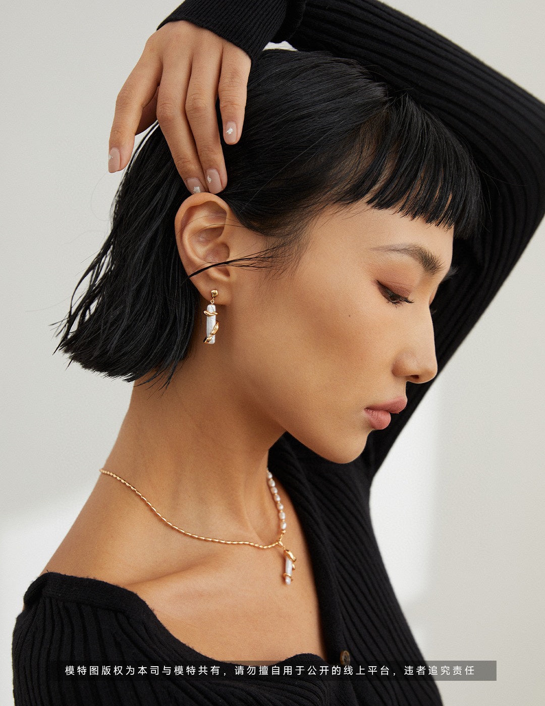 S925 silver natural baroque pearl earrings