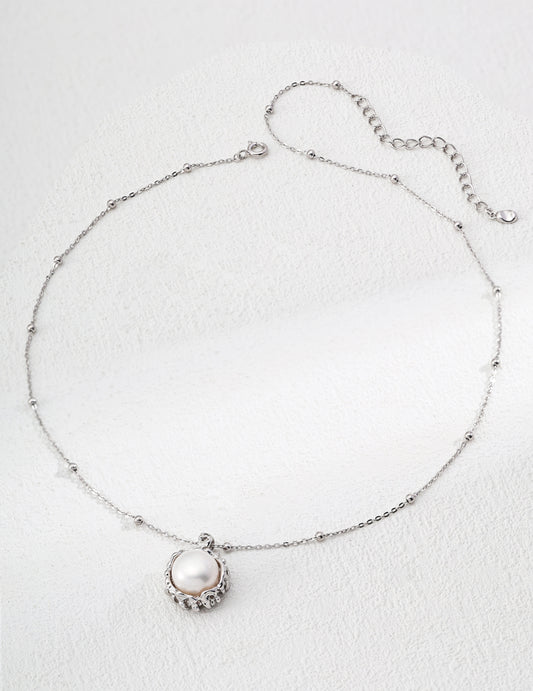 18K gold silver necklace, Natural Pearl Pendant, S925 pearl pendant necklace, 18K gold pearl necklace, minimalist pearl jewelry, pearl pendant necklace, S925 silver pearl jewelry, minimalist pearl necklace, elegant everyday necklace