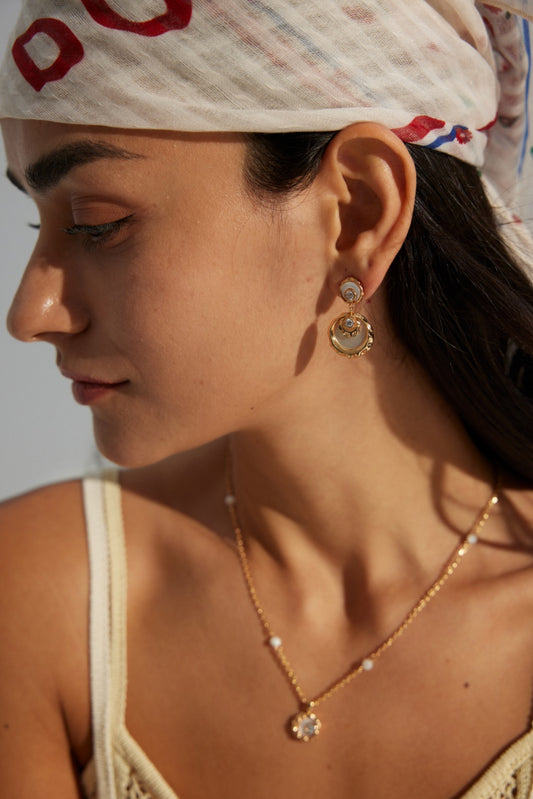 mother of pearl zircon earrings, S925 silver pearl earrings, elegant mother of pearl earrings, timeless gemstone earrings, mother of pearl earrings, zircon gemstone earrings, elegant feminine jewelry, timeless earrings, gemstone jewelry for women, classic pearl earrings