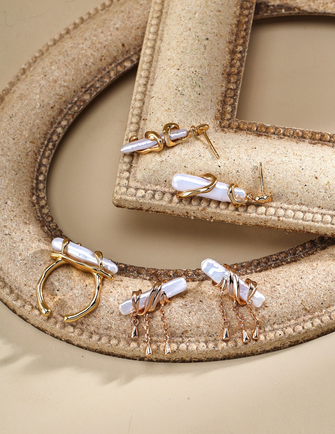 Baroque Pearl Tassel Earrings | Vintage Gold & Platinum Finish