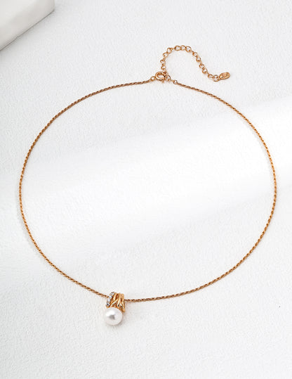 S925 Sterling Silver Natural Pearl & Zircon Necklace – Starlit Elegance