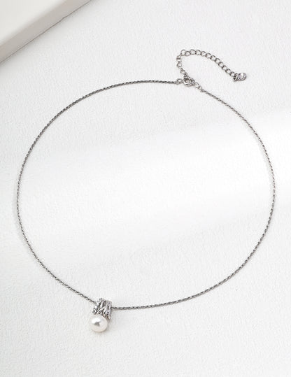 S925 Sterling Silver Natural Pearl & Zircon Necklace – Starlit Elegance