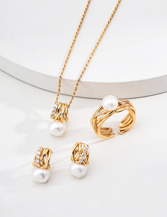 S925 Sterling Silver Natural Pearl & Zircon Necklace – Starlit Elegance