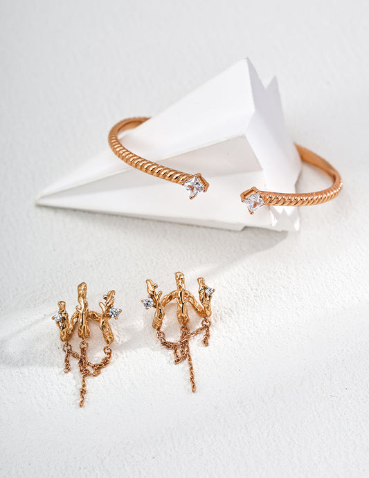 S925 Silver Vintage Zircon Earrings – The Abstract Branches