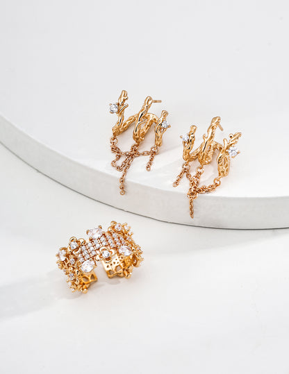 S925 Silver Vintage Zircon Earrings – The Abstract Branches