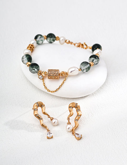 S925 Silver Natural Pearl & Zircon Earrings – Whisper of Desert Wind
