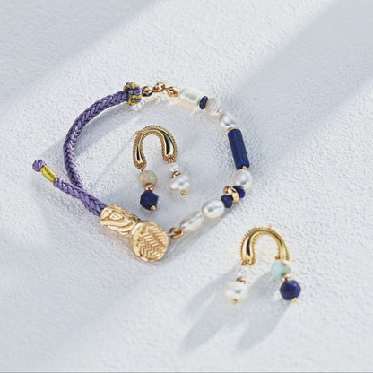 Vintage Lapis Lazuli Earrings | Pearl & Gemstone Design