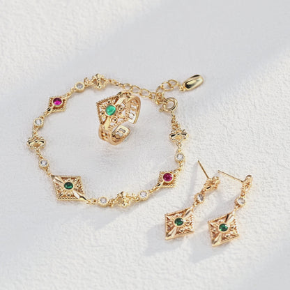 Vintage Filigree Zircon Bracelet | S925 Silver Antique Gold