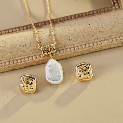 S925 Silver Baroque Pearl Necklace | Square Baroque Pearl