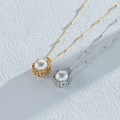 Natural Pearl Pendant 18K Gold Silver Necklace