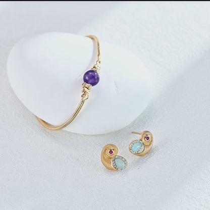 S925 Sterling Silver Natural Amethyst Crystal Bracelet