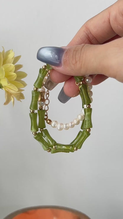 Bamboo-Inspired Pearl Necklace – Oriental Elegance