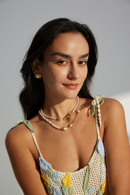 S925 Sterling Sliver Natural Pearl Heart-Shaped Romantic Necklace