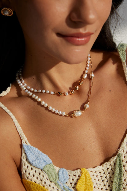 S925 Sterling Sliver Natural Pearl Heart-Shaped Romantic Necklace