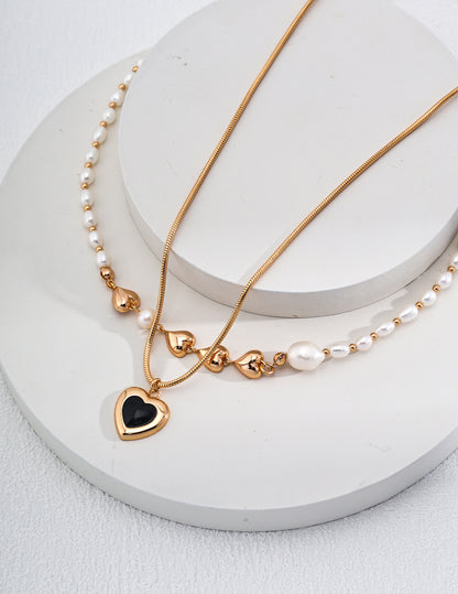S925 Sterling Sliver Natural Pearl Heart-Shaped Romantic Necklace