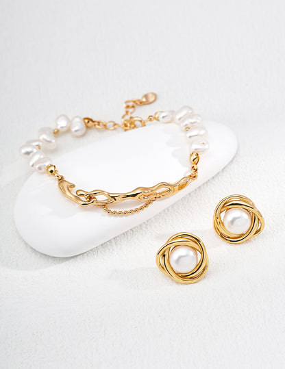 S925 Sterling Silver Vintage Pearl Bracelet With Adjustable Chain