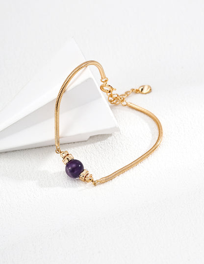 S925 Sterling Silver Natural Amethyst Crystal Bracelet