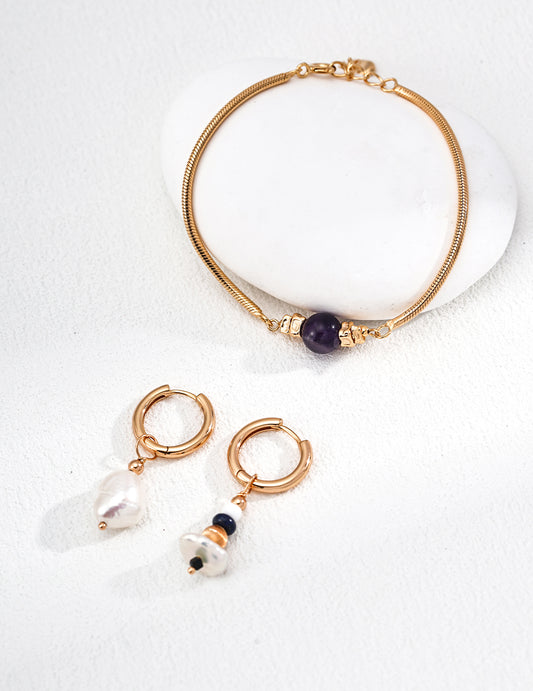 S925 Sterling Silver Natural Amethyst Crystal Bracelet