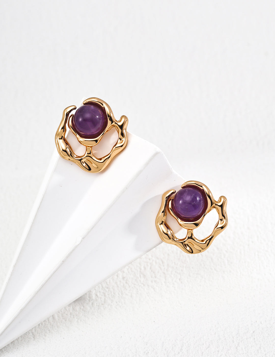 S925 Silver Vintage Amethyst Earrings with Adjustable Silver Bracelet – E01396-2
