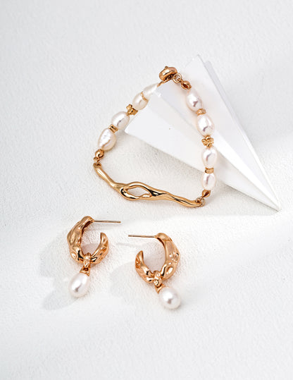 S925 Sterling Silver Natural Pearl Bracelet With Lava Flow Collection
