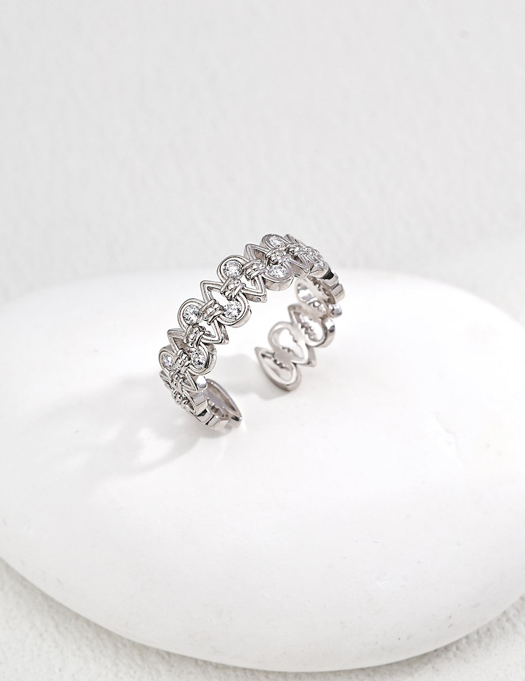 S925 Sterling Silver Vintage Zircon Ring – Interwoven Teardrop Design