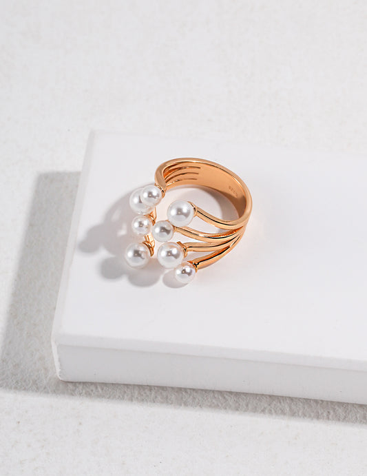 S925 Sterling Silver Pearl Ring – Blooming Flower Design – J0094