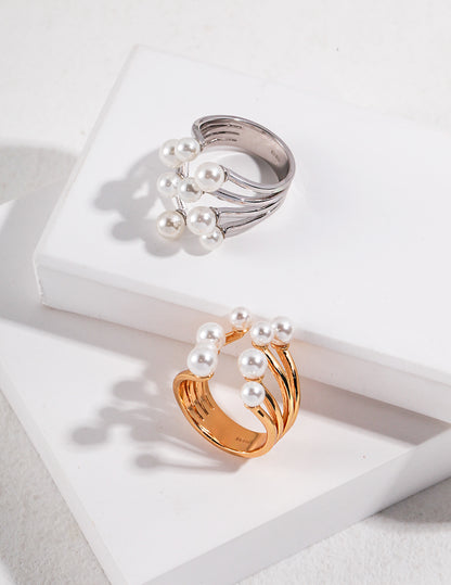 S925 Sterling Silver Natural Pearl Ring – Blooming Flower Design