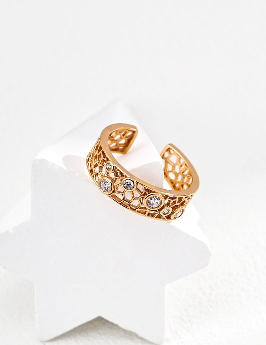 S925 Sterling Silver Zircon Ring – Vintage Laurel Wreath Design