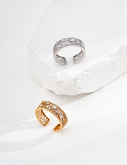 S925 Sterling Silver Zircon Ring With Vintage Laurel Wreath Design