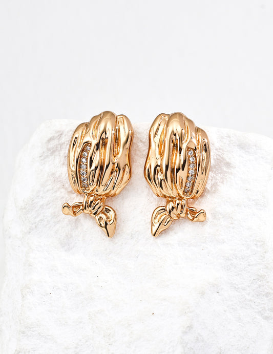 S925 Sterling Silver Vintage Zircon Earrings – Scarf-Inspired Design