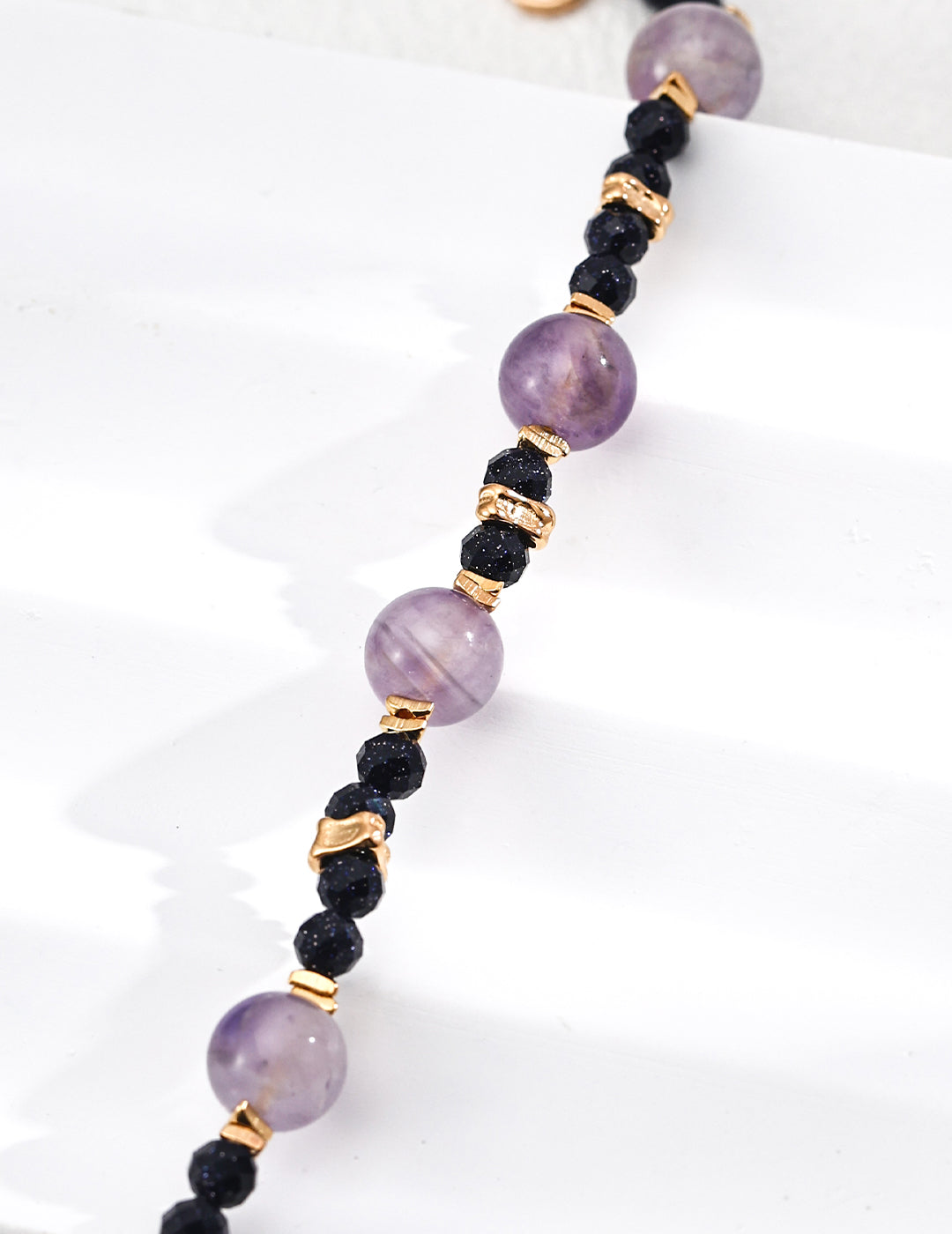 lavender amethyst beaded bracelet, blue sandstone bracelet, S925 silver beaded bracelet, gemstone bracelet, artisanal crystal jewelry, elegant beaded bracelet, natural gemstone bracelet