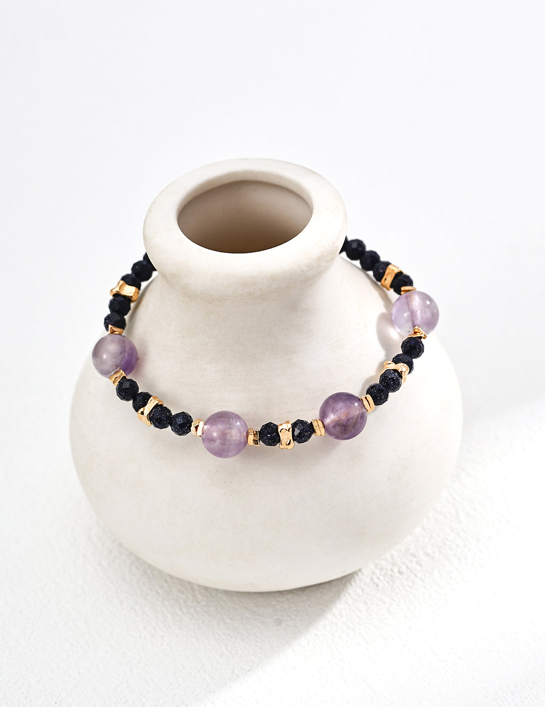 lavender amethyst beaded bracelet, blue sandstone bracelet, S925 silver beaded bracelet, gemstone bracelet, artisanal crystal jewelry, elegant beaded bracelet, natural gemstone bracelet