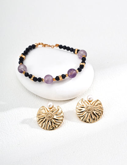 lavender amethyst beaded bracelet, blue sandstone bracelet, S925 silver beaded bracelet, gemstone bracelet, artisanal crystal jewelry, elegant beaded bracelet, natural gemstone bracelet