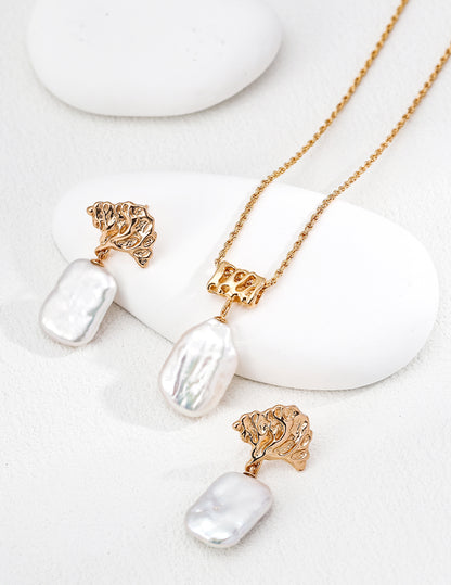  baroque pearl square pendant necklace, S925 silver baroque pearl necklace, square pendant necklace, vintage pearl jewelry, artisan pendant necklace, statement pearl necklace