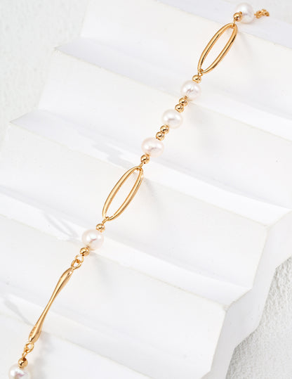 french inspired pearl necklace, S925 silver pearl necklace, 18K gold finish necklace, natural pearl jewelry, French elegant necklace, timeless pearl necklace