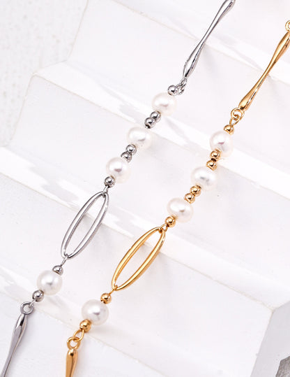 french inspired pearl necklace, S925 silver pearl necklace, 18K gold finish necklace, natural pearl jewelry, French elegant necklace, timeless pearl necklace