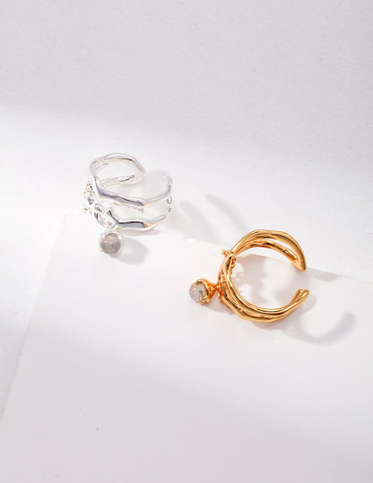 gray moonstone ring, S925 silver moonstone ring, adjustable gemstone ring, elegant moonstone jewelry, artisan silver ring, minimalist moonstone ring